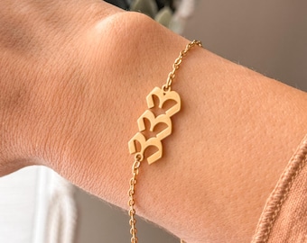 333 Angel Number Bracelet – Gold Plated, Waterproof, Adjustable Dainty Bracelet, Spiritual Gift, Meaningful Jewelry