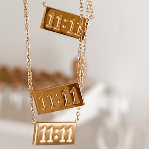 11:11 Necklace – Angel Number Pendant in 18K Gold – Meaningful Gift for Her – Waterproof Minimalist Jewelry