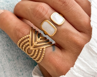 Adjustable Wide Band Ring – 18K Gold or Silver - Waterproof Minimalist Statement Ring