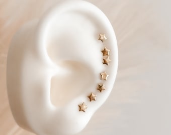 10K Gold Star Earrings - Tiny Dainty Star Stud - Celestial Earrings - Screw Back Earrings - Minimalist Gold Stud- Gold Piercing Jewelry