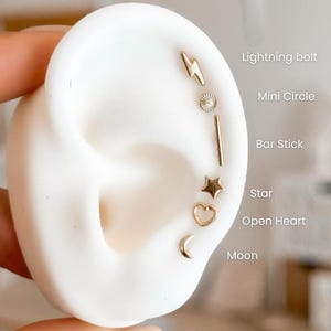 10K Solid Gold Stud Earrings, Screw Back Cartilage Studs, Dainty Minimal Gold Piercing Earrings, Mix & Match Ear Stack