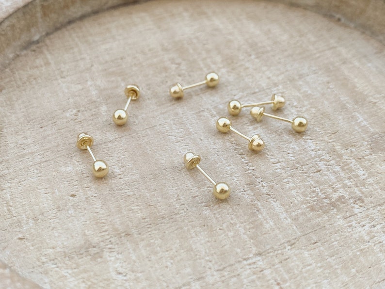 10K Solid Gold Stud Earring2mm Gold Ball Earringgold Disco Etsy