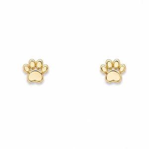 10K Gold Paw Print Stud Earrings, Solid Gold Screw Back Studs, Cartilage Piercing Earrings, Dainty Second Hole Studs, Dog Paw Earrings image 2