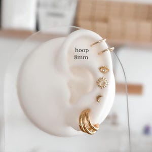 10K Gold Mini Hoop Earrings – Small 8mm Hoops for Cartilage | Lightweight Huggie Hoops | Hypoallergenic & Everyday Gold Earrings