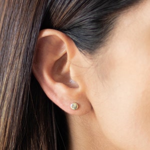 Clous d'oreilles en or 14 carats à pois - Clous cercles en or minimalistes - Petites boucles d'oreilles en or massif - Fond vissé hypoallergénique - Clous d'oreilles disques en or de tous les jours