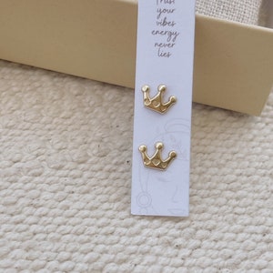 Crown Earrings-10K Gold Crown Stud Earrings-Screw Back Earrings-Princess Crown Earrings-Birthday Princess Girl Gift-Little Girl Earrings