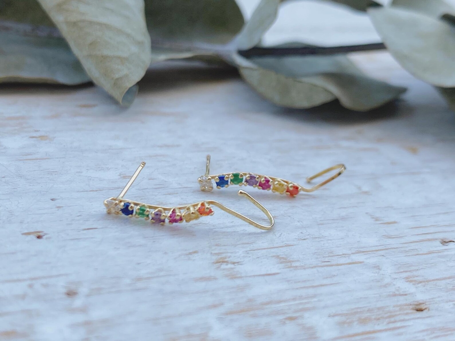 10k gold wrap around earrings studsminimalist ear wrap stud Etsy