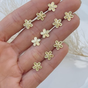 10K Gold Flower Stud Earrings-Yellow Gold Flower Set Stud-Dainty Minimalist Flower Earrings-Earrings for Girls-Valentine's Gift