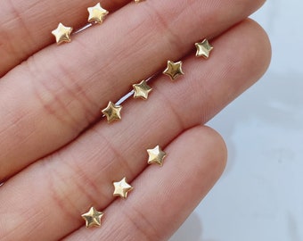 10K Gold Star Earrings-Tiny Dainty Star Earring-Celestial Earrings-Bohemian Earring-Star Girl Earrings-Stud Earrings Set-Screw Back Earrings