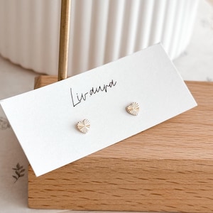 10K Gold Textured Heart Stud Earrings, Gold Screw Back Earrings, Tiny Cartilage Stud,Heart Romantic Gold Earring, Hypoallergenic Nap Earring