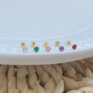 Solitaire Stud Earrings 3mm-10K Solid Gold Stud Earrings-Bridesmaid Earrings-Minimalist Gold Earring, Helix Earring Stud-Stud Earring Set