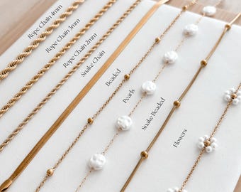 Waterproof Gold Chain Necklace – 18K Gold Plated Layering Necklace, Minimalist Everyday Jewelry