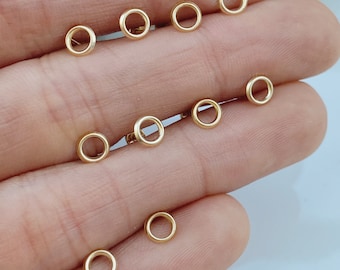 Gold Circle Earrings-10K Gold Open Circle Stud-Screw Back Earrings-Gold Disc Earrings-Minimalist Geometric Earrings-Bridesmaid Earrings