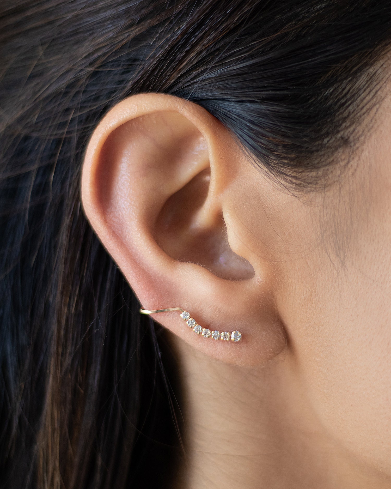 10k Gold Wrap Around Earrings Studsminimalist Ear Wrap Stud Etsy