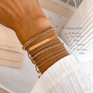 Dainty Gold Bracelets – Waterproof 18K Gold Plated | Hypoallergenic Adjustable Jewelry | Minimalist Bracelet for Layering