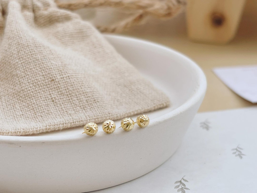 10k Solid Gold Dot Earring,gold Simple Ball Earring,screw Back Gold Ball Earring,gold Ball Stud