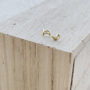 10k gold moon silhouette  stud earrings ,gold open moon studs, crescent moon earrings, dainty tiny gold moon earrings, half moon earrings