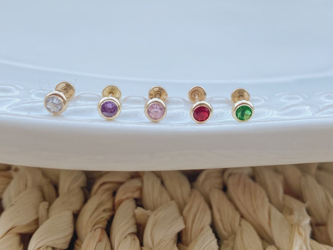 Gold Bezel Stud Earring10k Solid Gold Stud Earring Tiny Stud Earring
