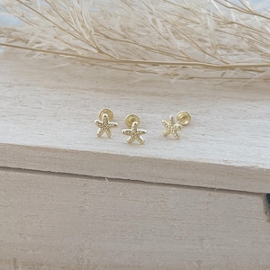 10k gold sea starfish earring,gold starfish stud,tiny dainty starfish  gold stud,gold star earrings,mothers day gift,gold earrings stacking