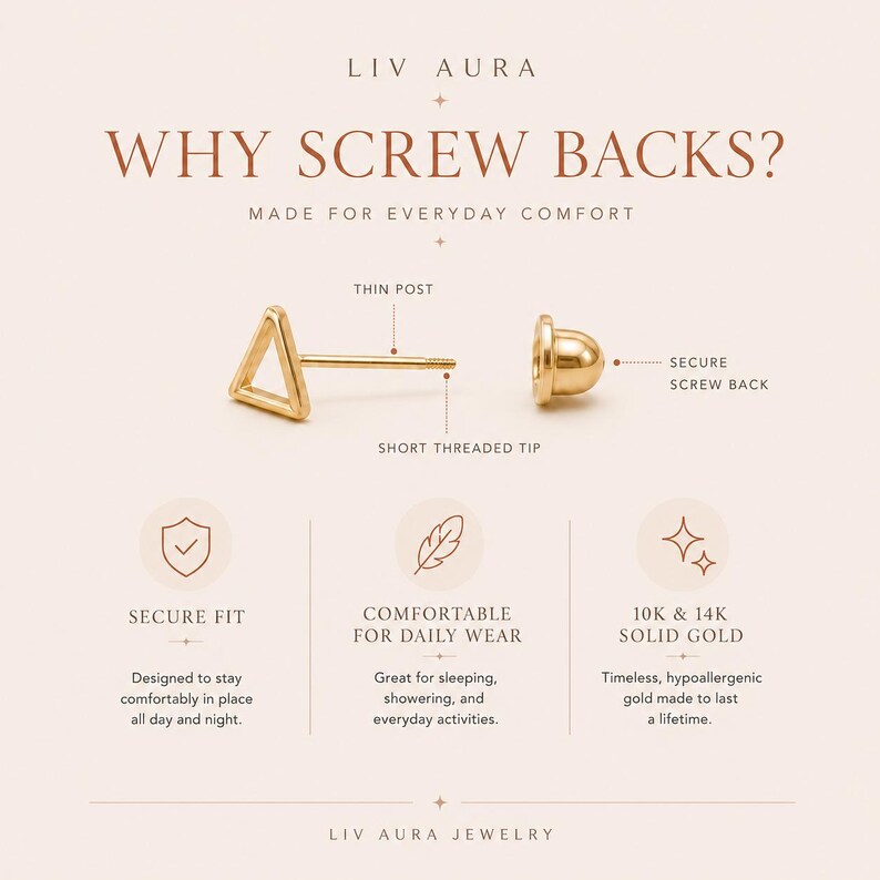 10K Gold Paw Print Stud Earrings, Solid Gold Screw Back Studs, Cartilage Piercing Earrings, Dainty Second Hole Studs, Dog Paw Earrings image 5
