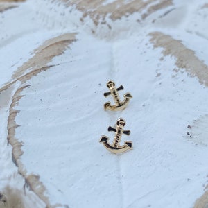 Anchor Earrings-10K Gold Anchor Studs Earrings-Dainty Nautical Anchor Earrings-Sea Anchor Earrings-Stud Earrings Set-Screw Back Earrings