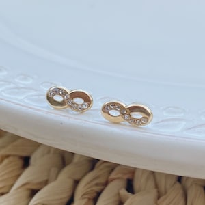 10K Gold Mini Infinity Earring-Infinity Symbol Earrings-Screw Back Earrings-Everyday Earring-Bridesmaid Earrings-Friendship Earrings Gift
