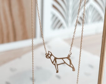 10K Gold Dog Necklace-Minimalist Dog Necklace Chain Gold-Gold Cable Chain Animal Necklace-Gold Pet Necklace-Dog Lover Gift-Dog Jewelry