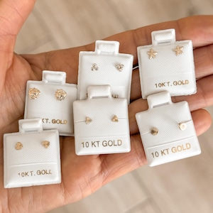 10K Gold Stud Earrings – Solid Gold Screw Back Studs for Cartilage & Helix, Tiny Minimalist Piercing Earrings