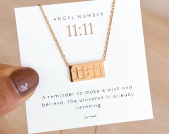 11:11 Necklace – Angel Number Pendant in 18K Gold – Meaningful Gift for Her – Waterproof Minimalist Jewelry