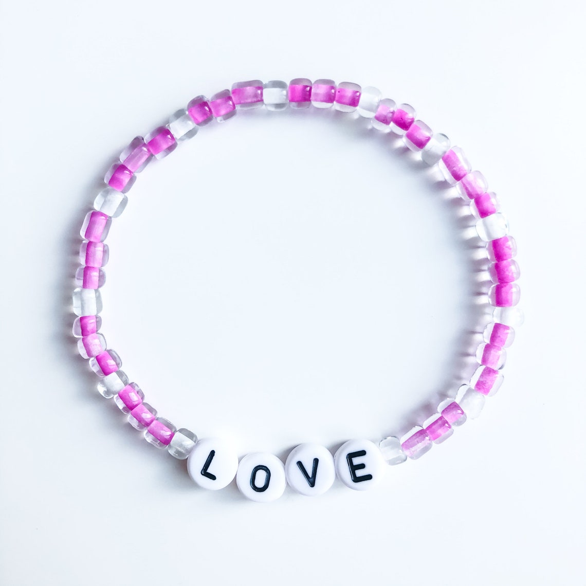 Personalized Purple LOVE Word Bracelet Stretch Beaded | Etsy