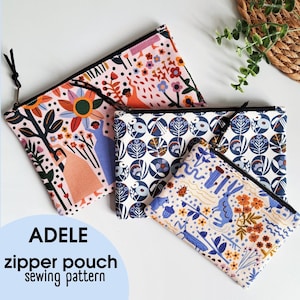 ADELE zipper pouch PDF Sewing Pattern, Sewing Pouch, Instant download, 3 sizes, Sewing Tutorial, PDF Pattern