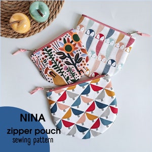 NINA zipper pouch PDF Sewing Pattern, Instant download, 3 sizes, Sewing Pouch, Sewing Tutorial, PDF Pattern
