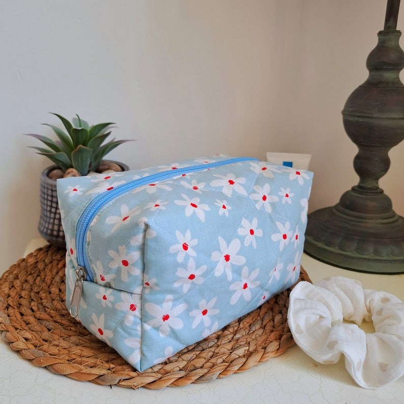 Blue - Handcrafted Cotton Cosmetic/Toiletry Bag 10 main image 0