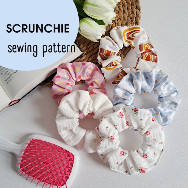 Scrunchie PDF Sewing Pattern, Scrunchie Sewing Tutorial, Scrunchie DIY, How to Sew a Scrunchie, Sewing a Scrunchie Guite, Hair Accessories