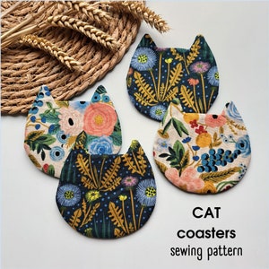 Coasters CAT PDF Sewing Pattern, Instant download, Sewing Tutorial, PDF Pattern