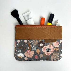 Borsa cosmetica in cotone floreale, borse cosmetiche piatte, borsa da toilette in cotone, borsa cosmetica da viaggio, borsa per il trucco in cotone, regalo per lei