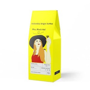 Mrs. Black Hat - Colombia Single Origin Coffee 12oz – Light Medium Roast Specialty Grade - Whole Bean Coffee -  Ground Coffee - Coffee Gifts