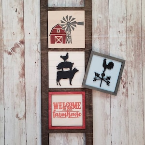 Wood frame, Leaning ladder, Decorative wood frame, Interchangeable ladder, Farmhouse Decor, Farm Decor