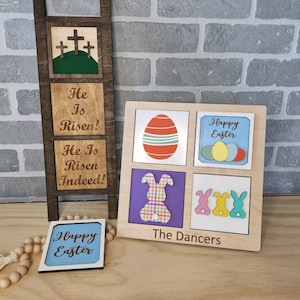 Wood Frame, Leaning Ladder, Interchangeable Ladder, Easter Decor, Replaceable Tiles, Home Decor