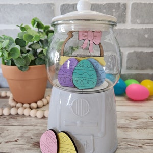 Easter Basket, Mini Gumball Machine, Wood Easter Eggs, Easter Decor, Tiered Tray Decor