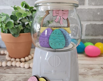 Easter Basket, Mini Gumball Machine, Wood Easter Eggs, Easter Decor, Tiered Tray Decor