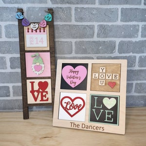 Wood Frame, Leaning Ladder, Interchangeable Decorative Ladder, Valentine&#39;s Day Decor
