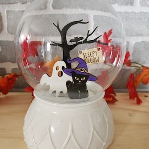 Halloween Interchangeable Snow Globe, Spooky Snow Globe, Wood Fall Decor, Halloween Decor