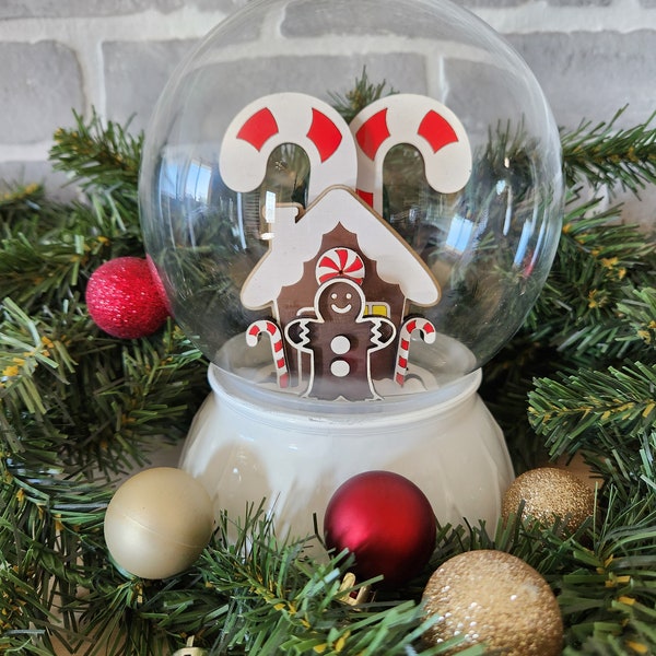 Christmas Interchangeable Snow Globe, Christmas Snow Globe, Winter Decor, Gingerbread House