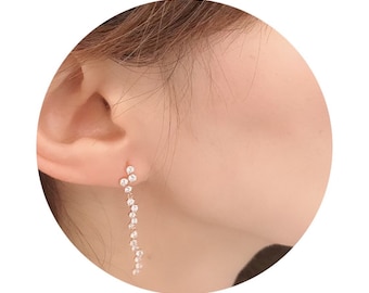 CZ Round Drop Earring/Dangly Earrings/Sterling Silver Earring/Snow Drop Earring