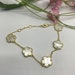 925 Sterling Silver With Gold Plated/White Pearl Bracelet/Clover Bracelet/Gift For Her/Mother Of Pearl Bracelet