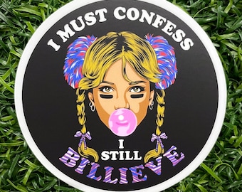Black Britney Spears I Still Billieve Circle Stickers, Hydroflask Decal, Buffalo Bills Mafia Football 90’s Pop Art Free Britney