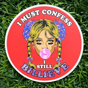 Red Britney Spears I Still Billieve Circle Stickers, Hydroflask Decal, Buffalo Bills Mafia Football 90’s Pop Art Free Britney