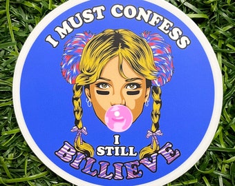 Blue Britney Spears I Still Billieve Circle Stickers, Hydroflask Decal, Buffalo Bills Mafia Football 90’s Pop Art Free Britney