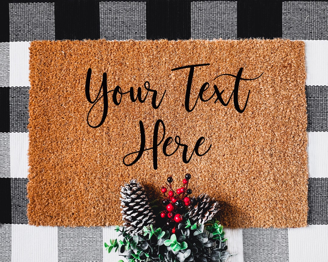 Christmas Black and White Plaid Doormat Mockup Buffalo Plaid Etsy